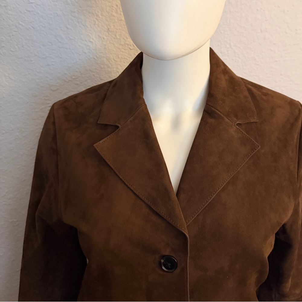 NWT JASON WU Brown Suede Button-Front Jacket Classic Tailored Fit Blazer - Picture 7 of 16